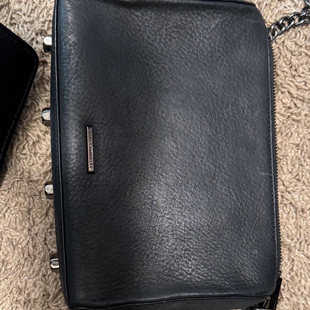 Black Leather women crossbody Bag